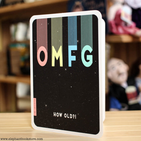 Retro cool, "OMFG" blank birthday card
