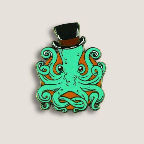 Adorable Pins in Unique Designs, Cool Green Octopus