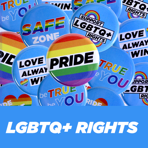 LGBTQ+ Pride Buttons 2-1/4" Blue
