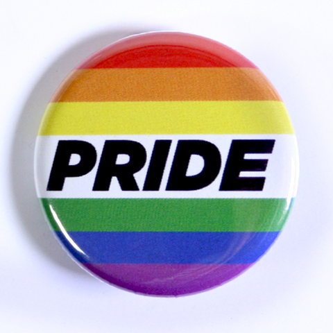 Pinback Button with Pride Rainbow for Pride Parade