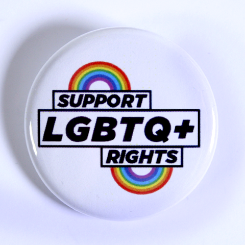 Support LGBTQ+ Rights White 2.25 Campaign Pin