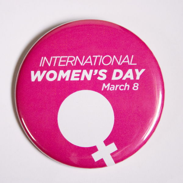 Pink International Women's Day Pinback Button