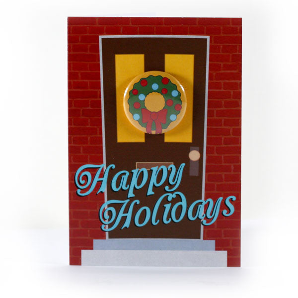 Chrismas Wreath Holiday Button Greeting Card from People Power Press