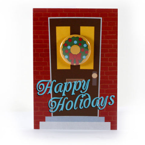 Happy Holidays Wreath - Button Greeting Card
