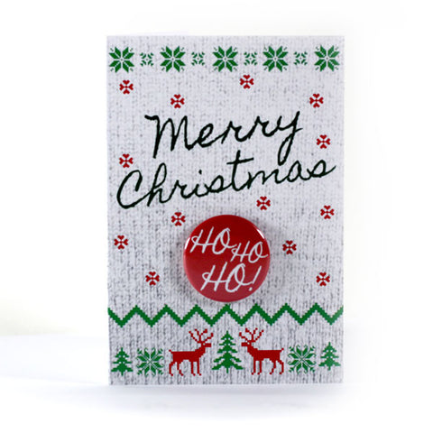 Merry Christmas Ho Ho Ho Button Greeting Card from People Power Press