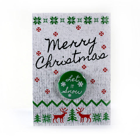 Merry Christmas Let it Snow Button Greeting Card from People Power Press