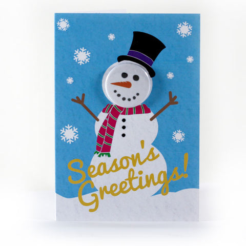 Snowy Season's Greetings - Button Greeting Card