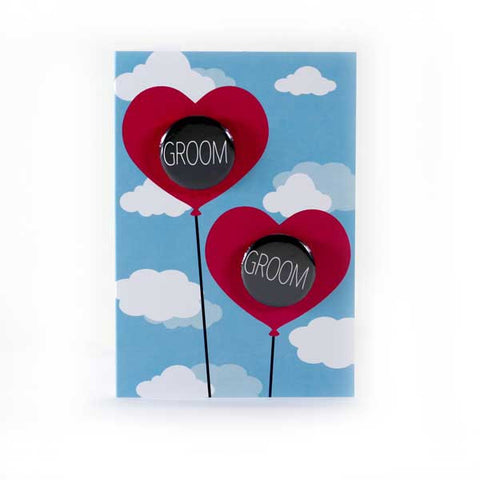 Groom and Groom Wedding Card Heart Balloons