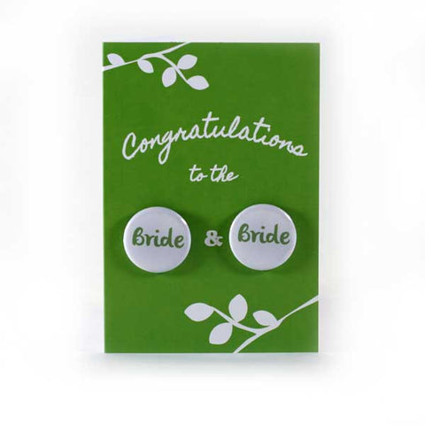 Button Greeting Card Wedding Bride and Bride