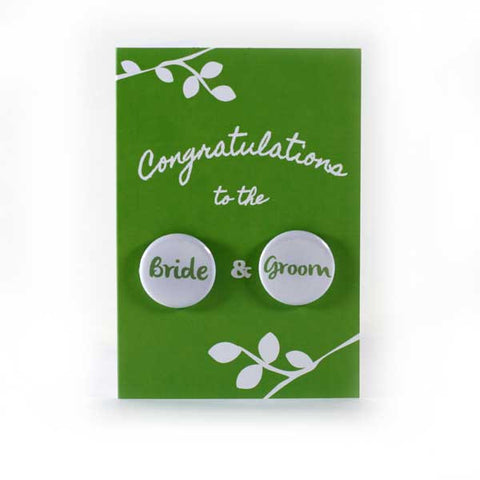 Wedding Congratulations - Button Greeting Card (Green)