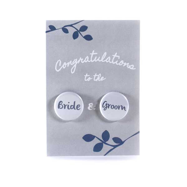 Button Greeting Card Wedding Bride and Groom