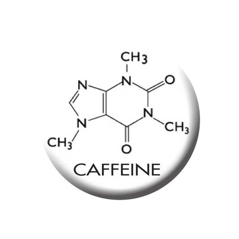 Caffeine, Caffeine Molecule, Black & White, Coffee Buttons Collection from People Power Press