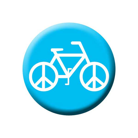 Peace on Wheels, Blue, Bicycle Buttons Collection from People Power Press, 