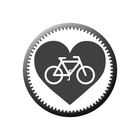 Bicycle Gear Heart, Grey, Bicycle Buttons Collection from People Power Press