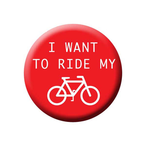 I Want To Ride My Bicycle, Red & White, Bicycle Buttons Collection from People Power Press