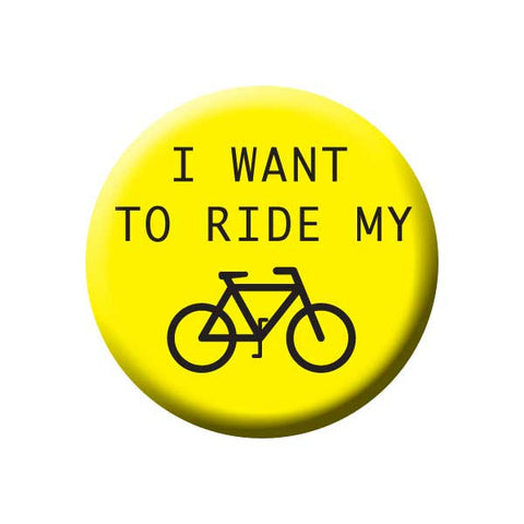 I Want To Ride My Bicycle, Yellow & Black, Bicycle Buttons Collection from People Power Press