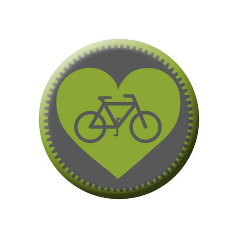Bicycle Gear Heart, Green, Bicycle Buttons Collection from People Power Press
