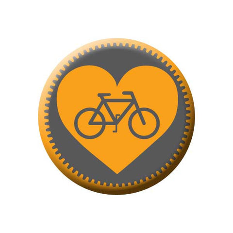 Bicycle Gear Heart, Orange, Bicycle Buttons Collection from People Power Press