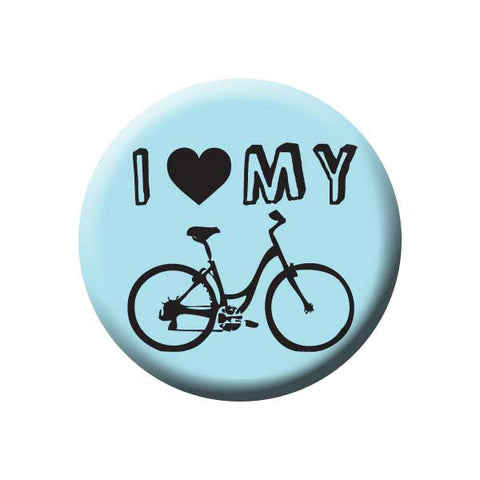 I Heart My Bicycle, I Love My Bike, Blue, Bicycle Buttons Collection from People Power Press
