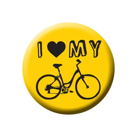 I Heart My Bicycle, I Love My Bike, Yellow, Bicycle Buttons Collection from People Power Press