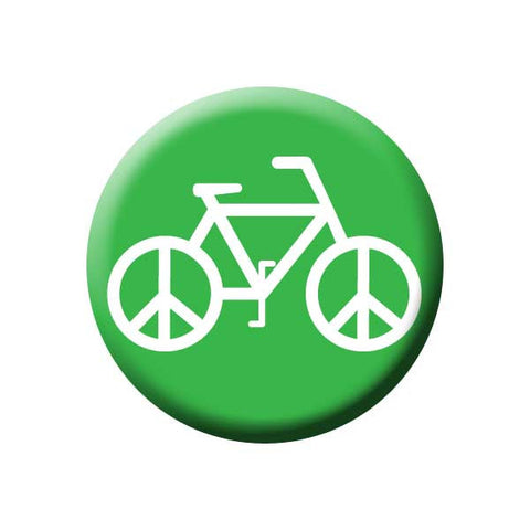 Peace On Wheels, Peace Sign, Bicycle, Green, Bicycle Buttons Collection from People Power Press