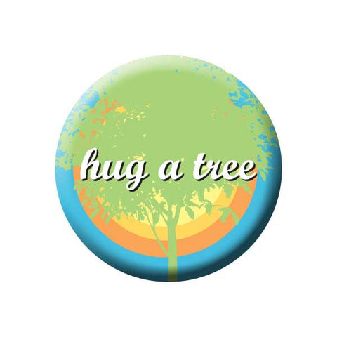 Hug A Tree, Blue & Orange, Tree Hugger, Earth Environment Buttons Collection from People Power Press