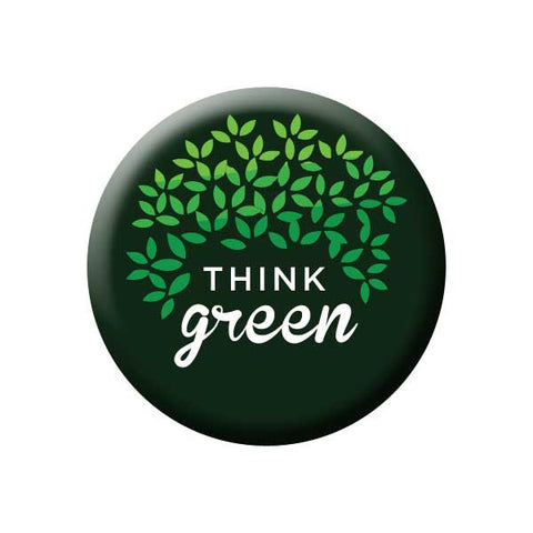 Think Green, Tree, Leaves, Green & Black, Earth Environment Buttons Collection from People Power Press