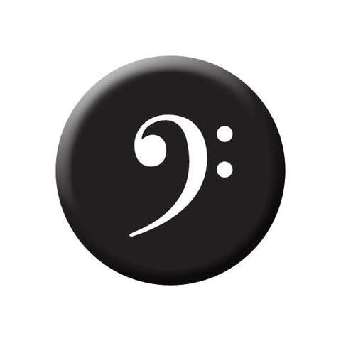 Bass Clef, Black, White, Music Record Store Buttons Collection from People Power Press Bass Clef Button
