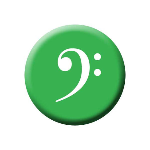Bass Clef, Green, White, Music Record Store Buttons Collection from People Power Press Bass Clef Button