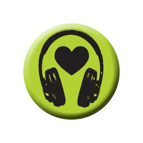 Headphones, Heart, Green, Music Record Store Buttons Collection from People Power Press
