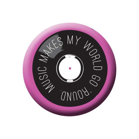 Music Makes My World Go Round, Record, Purple, Music Record Store Buttons Collection from People Power Press