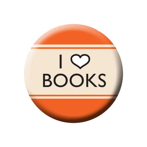 I Heart Books, I Love Books, Orange, Reading Book Buttons Collection from People Power Press