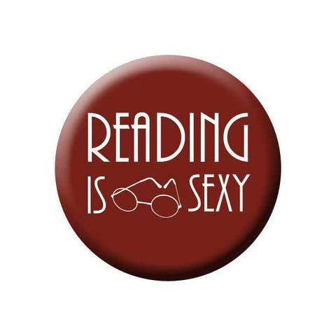 Reading Is Sexy, Glasses, Maroon, Reading Book Buttons Collection from People Power Press