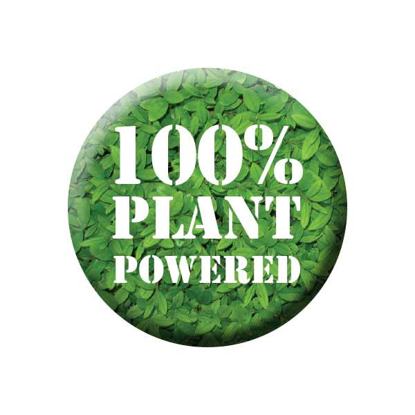 100% Plant Powered, Plants, Vegan, Green, People Power Press Vegetarian and Vegan Button Collection Plant Powered