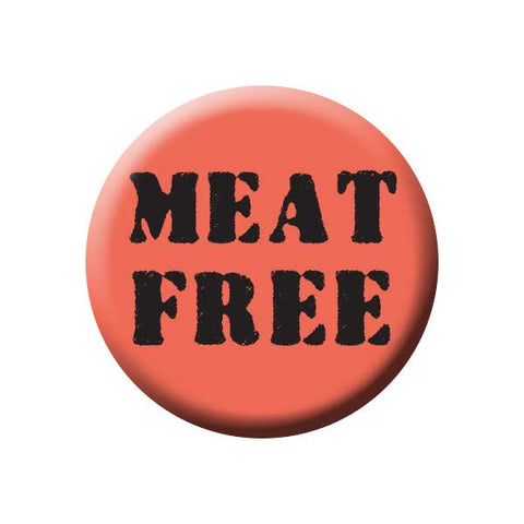 Meat Free, Salmon Pink, People Power Press Vegetarian and Vegan Button Collection Meat Free