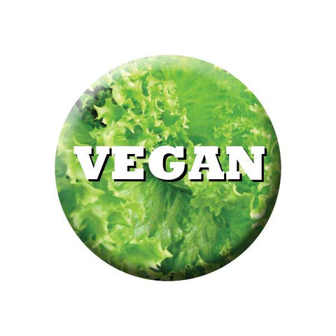 Vegan, Lettuce, Green, People Power Press Vegetarian and Vegan Button Vegan
