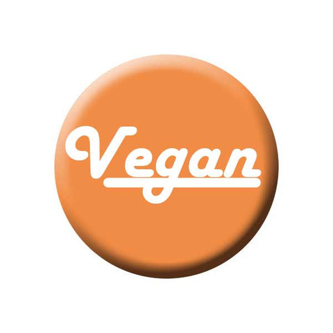 Vegan, Orange, People Power Press Vegetarian and Vegan Button Vegan