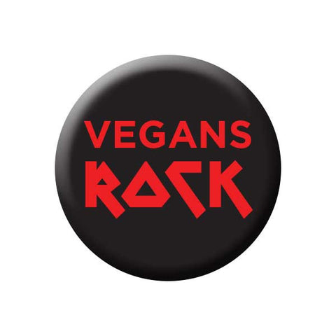 Vegans Rock, Black & Red, People Power Press Vegetarian and Vegan Button Vegans Rock