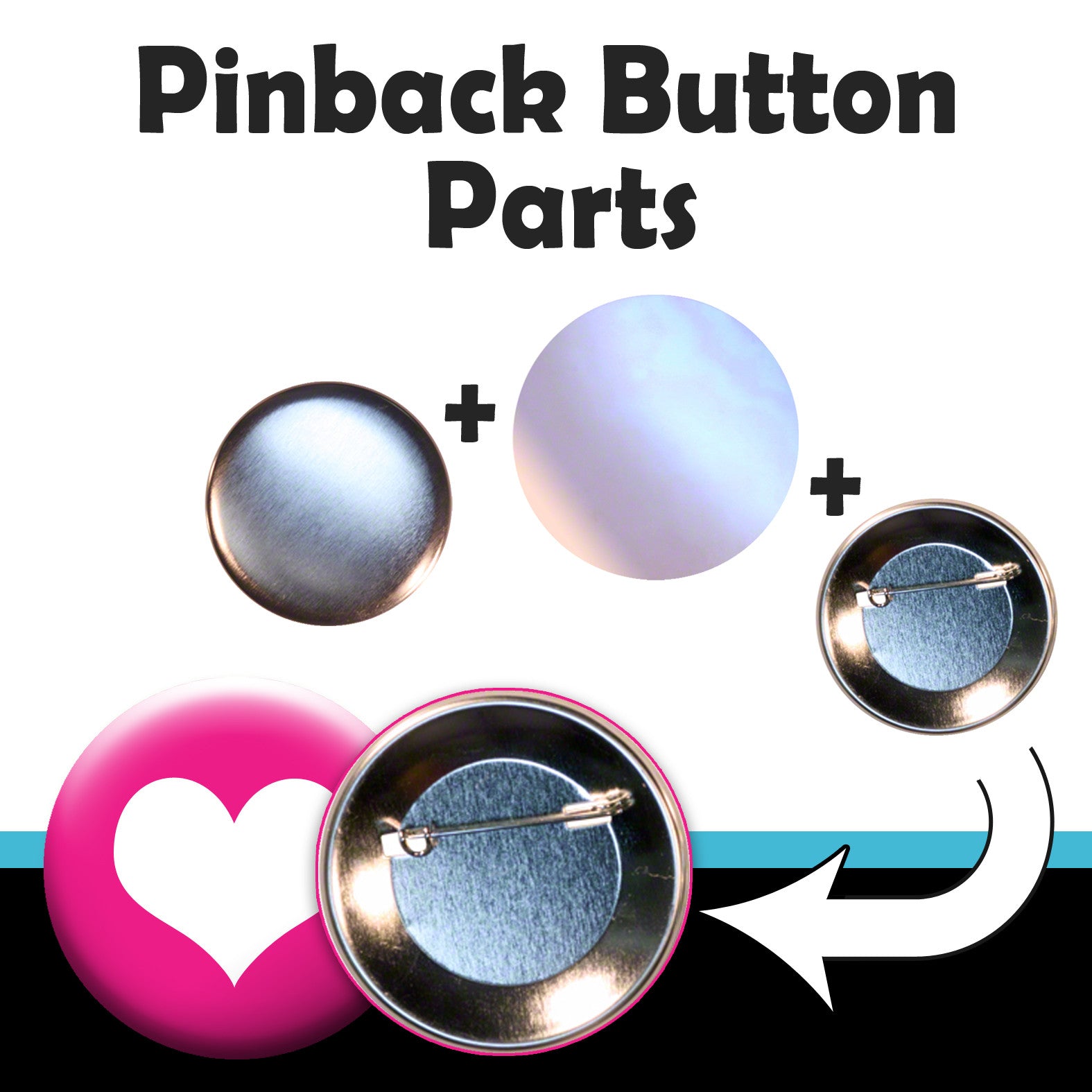 500 Sets Button Maker Supplies 25mm/1 Inch Pin Back Button Parts