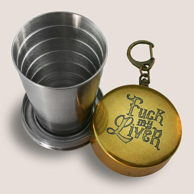 Collapsible Shot Glass with Brass Cap