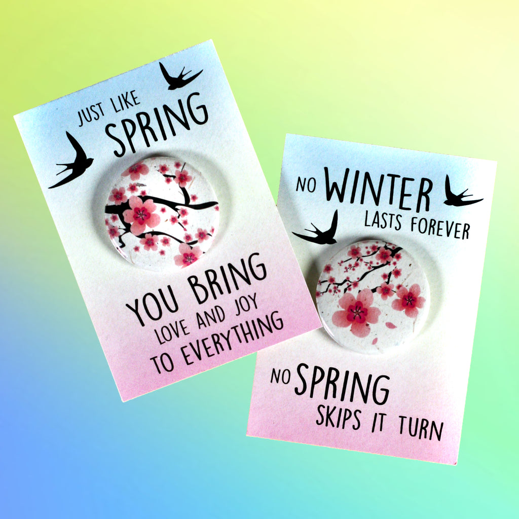 Sakura Flowers Spring Button Cards
