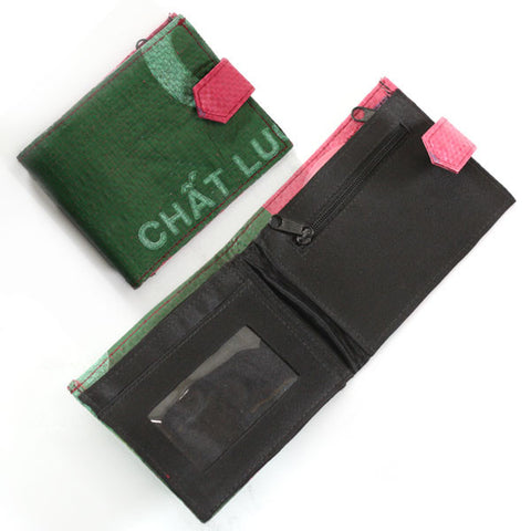 Side-Snap Short Recycled Rice Bag Wallet