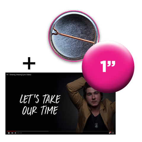 1" buttons with lyric video for artists