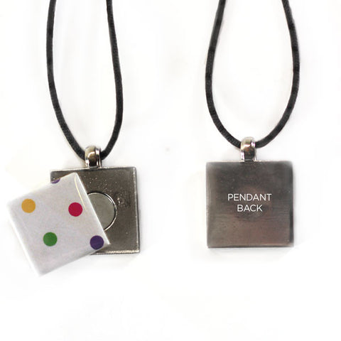 Square Button Pendant Necklace with technology by Artclix