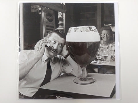 Joke Card Black & White Man With Giant Pint of Beer