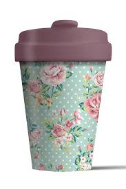 vintage style roses resusable coffee cup