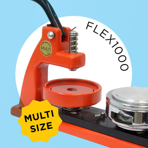 FLEX1000 Multi-size button maker & Start Up Kits with interchangeable diesets
