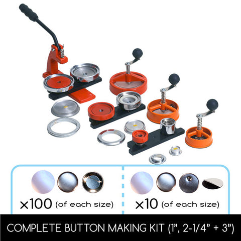 FLEX1000 Multi-size button maker & Start Up Kits with interchangeable diesets