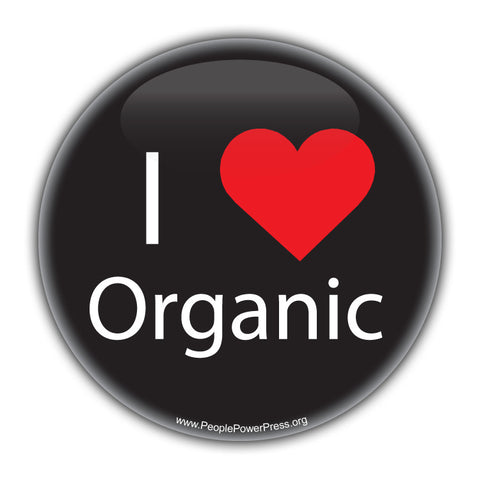 I Heart Organic - Black - Environmental button.