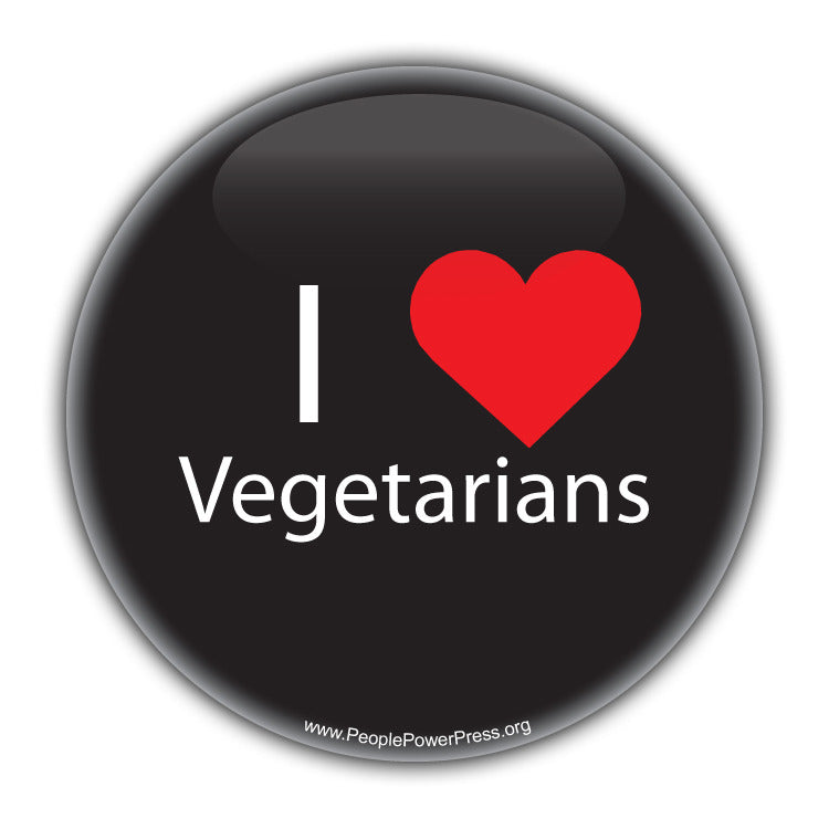 I Heart Vegetarians - Black - Vegan & Vegetarian Button